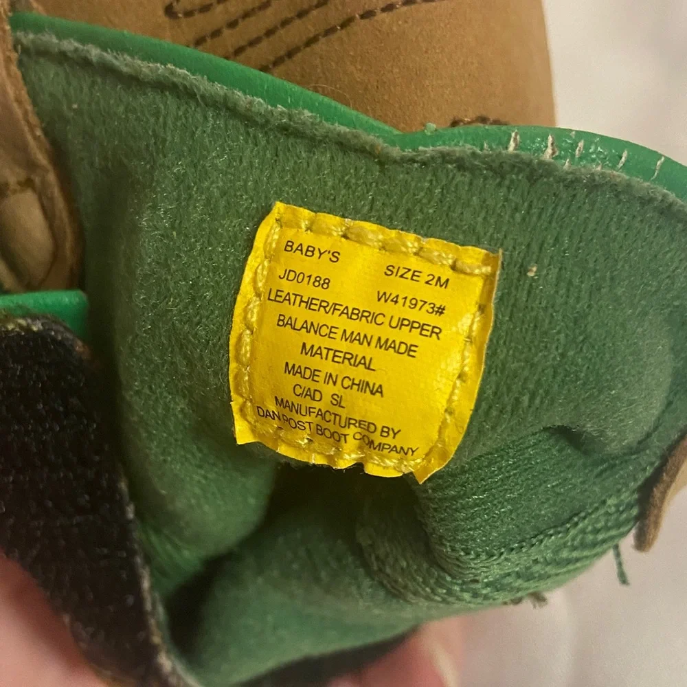 John Deere Baby Tan and Green Boots